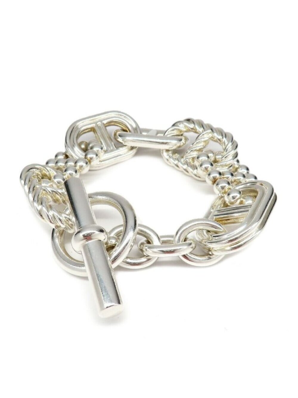 Hermes Bracelet Parade TGM Chaine D'Ancre Silver